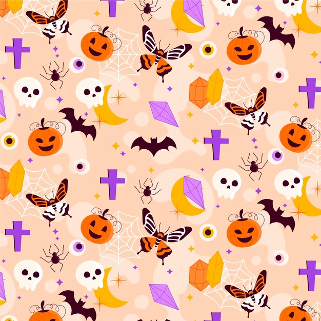 Diseño de patrón de halloween dibujado a mano