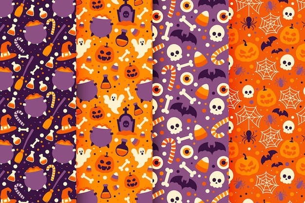 Vector gratuito diseño de patrón de halloween plano dibujado a mano