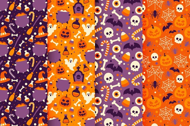 Diseño de patrón de halloween plano dibujado a mano