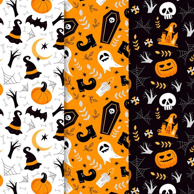 Diseño de patrón de halloween plano dibujado a mano