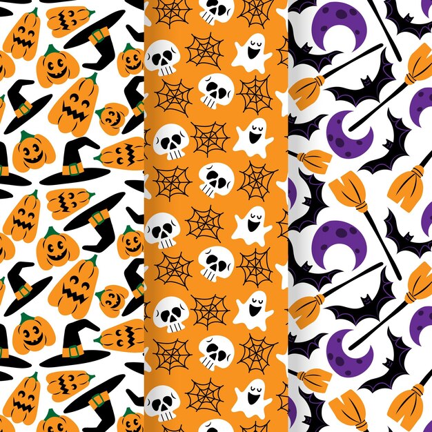 Diseño de patrón de halloween plano dibujado a mano