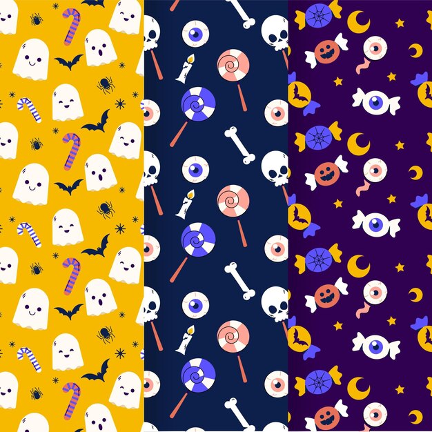 Diseño de patrón de halloween plano dibujado a mano