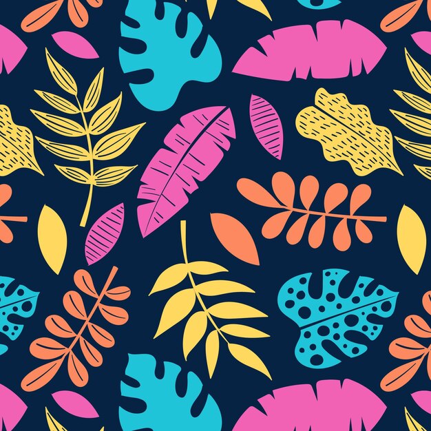 Diseño de patrón de hojas abstractas dibujadas a mano