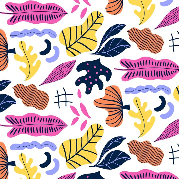Diseño de patrón de hojas abstractas dibujadas a mano