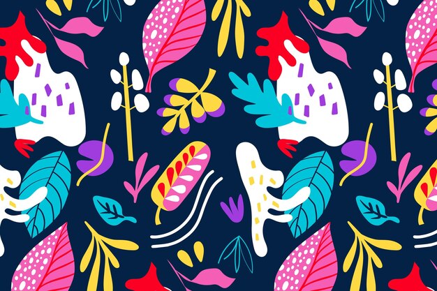 Diseño de patrón de hojas abstractas dibujadas a mano
