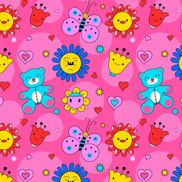 Diseño de patrón kitsch dibujado a mano