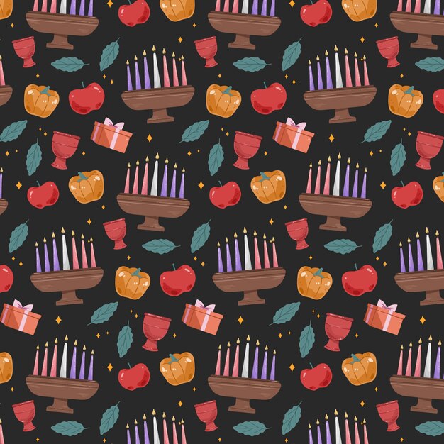 Diseño de patrón de kwanzaa dibujado a mano