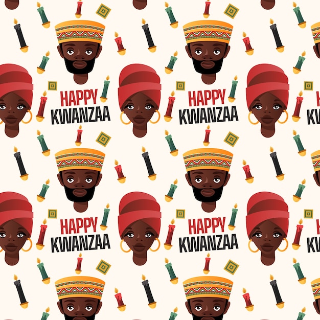 Diseño de patrón de kwanzaa dibujado a mano