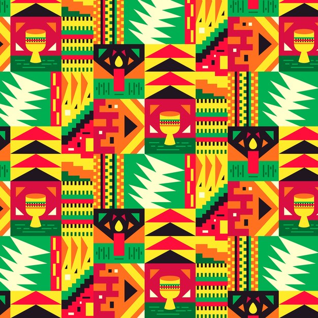 Diseño de patrón de kwanzaa plano dibujado a mano