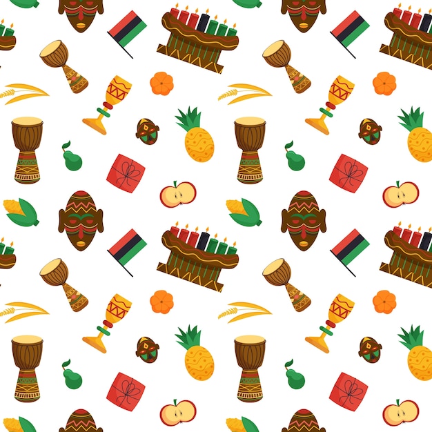 Vector gratuito diseño de patrón de kwanzaa plano dibujado a mano