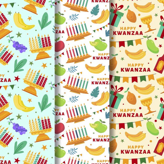 Diseño de patrón kwanzaa plano dibujado a mano