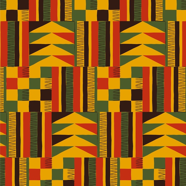 Diseño de patrón de kwanzaa plano dibujado a mano