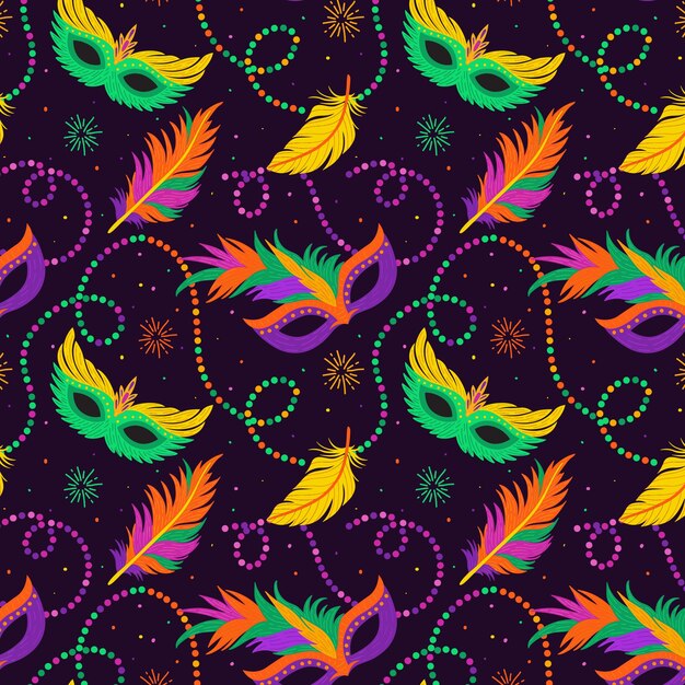 Diseño de patrón de mardi gras plano