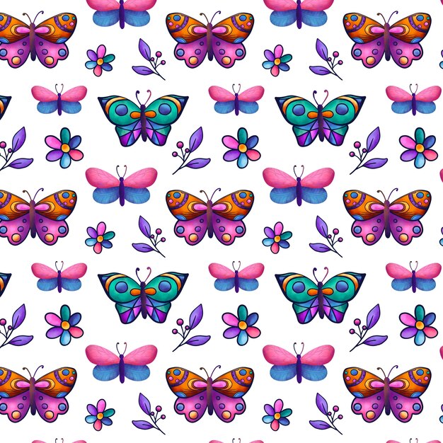 Diseño de patrón de mariposa dibujado a mano