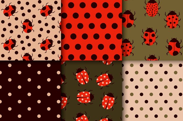 Diseño de patrón de mariquita plana