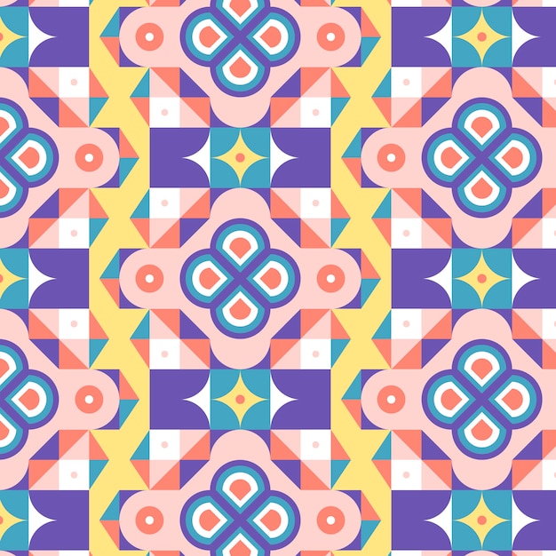 Diseño de patrón de mosaico geométrico plano