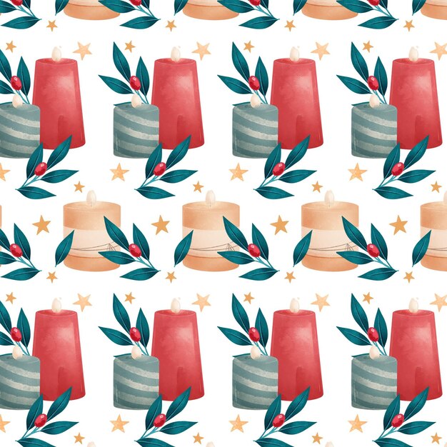 Diseño de patrón de navidad en acuarela