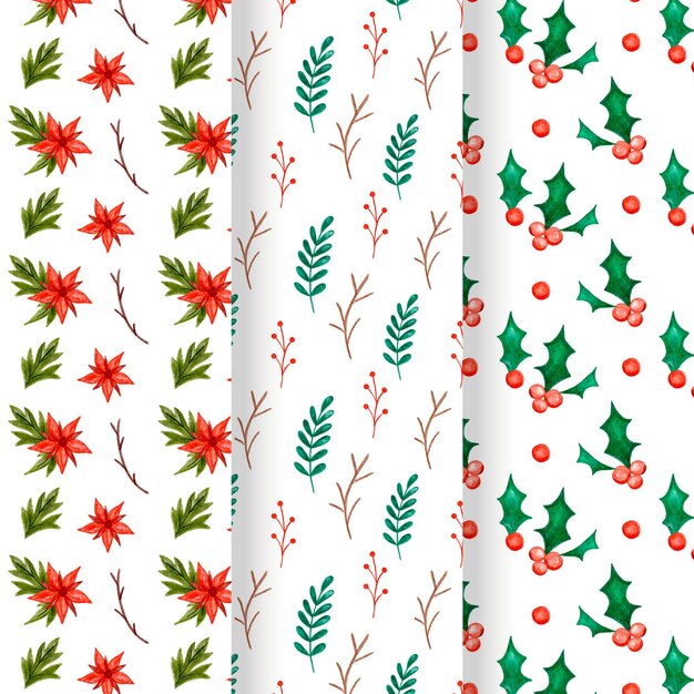 Diseño de patrón de navidad en acuarela