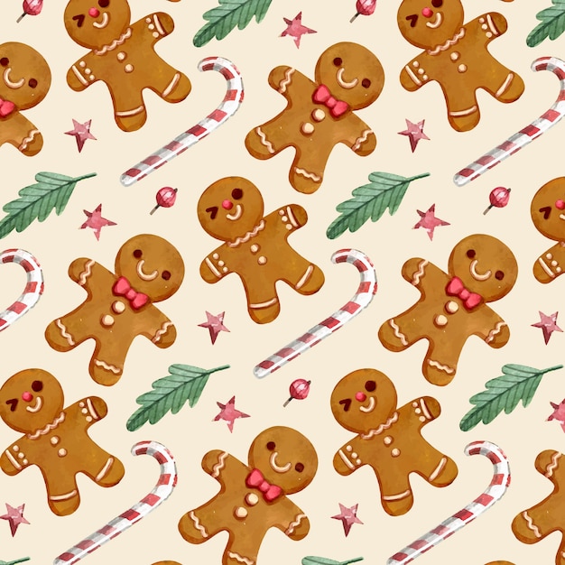 Diseño de patrón de navidad en acuarela