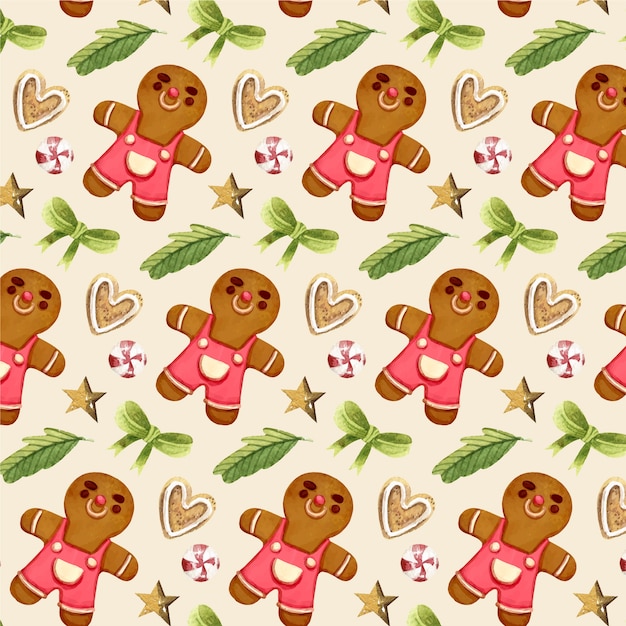 Diseño de patrón de navidad en acuarela