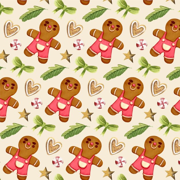 Diseño de patrón de navidad en acuarela