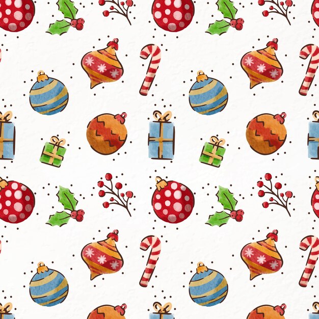 Diseño de patrón de navidad en acuarela