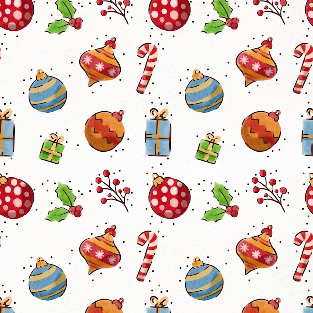 Diseño de patrón de navidad en acuarela