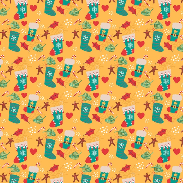 Diseño de patrón de navidad dibujado a mano