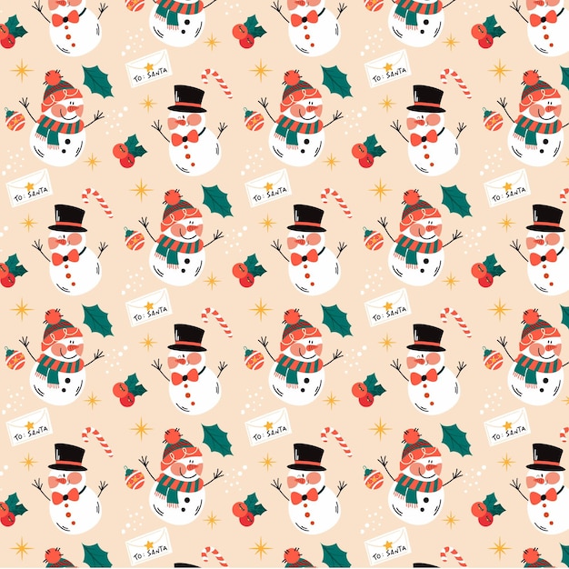 Diseño de patrón de navidad dibujado a mano