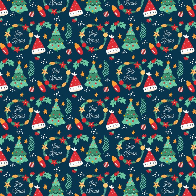 Diseño de patrón de navidad dibujado a mano