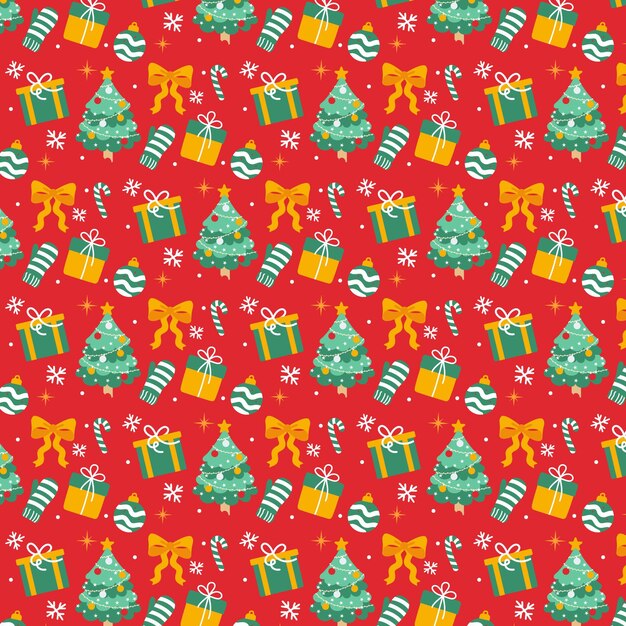 Diseño de patrón de navidad dibujado a mano