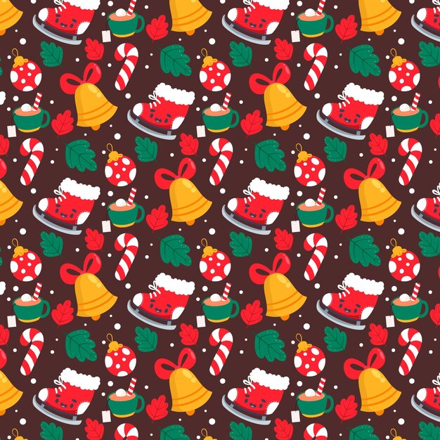 Diseño de patrón de navidad dibujado a mano