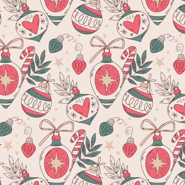 Diseño de patrón de navidad dibujado a mano