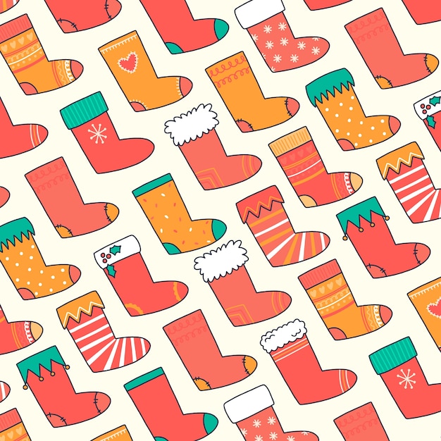 Diseño de patrón de navidad dibujado a mano