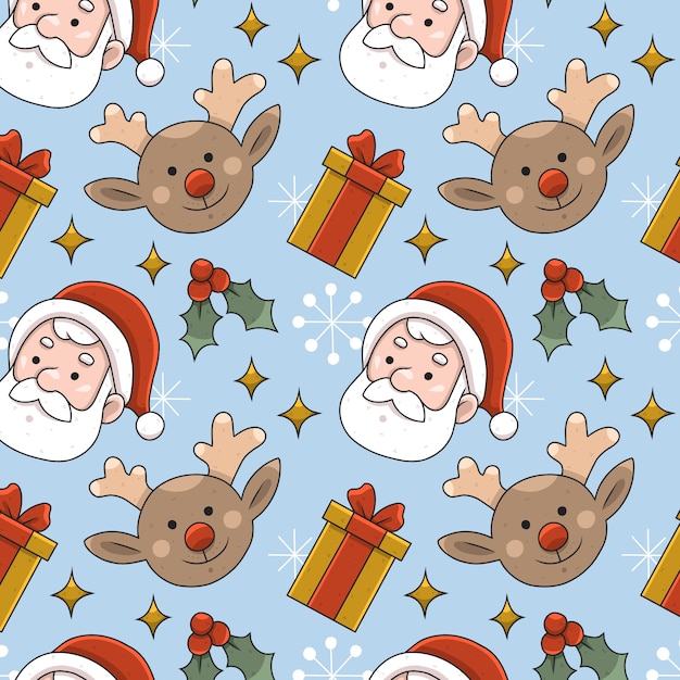 Diseño de patrón de navidad dibujado a mano