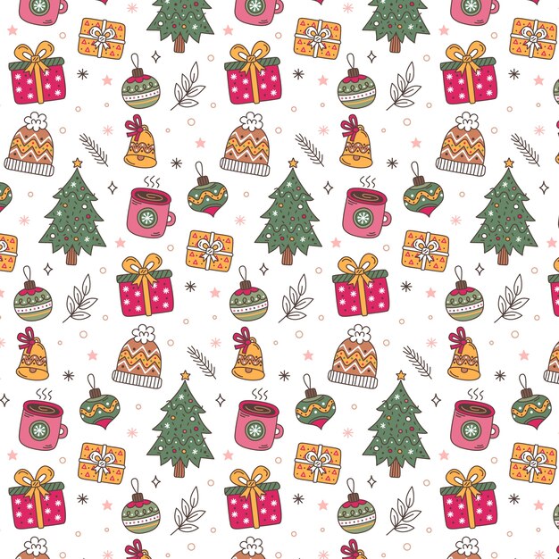 Diseño de patrón de navidad dibujado a mano