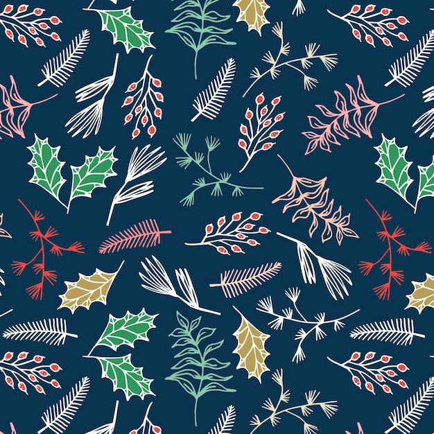 Diseño de patrón de navidad dibujado a mano
