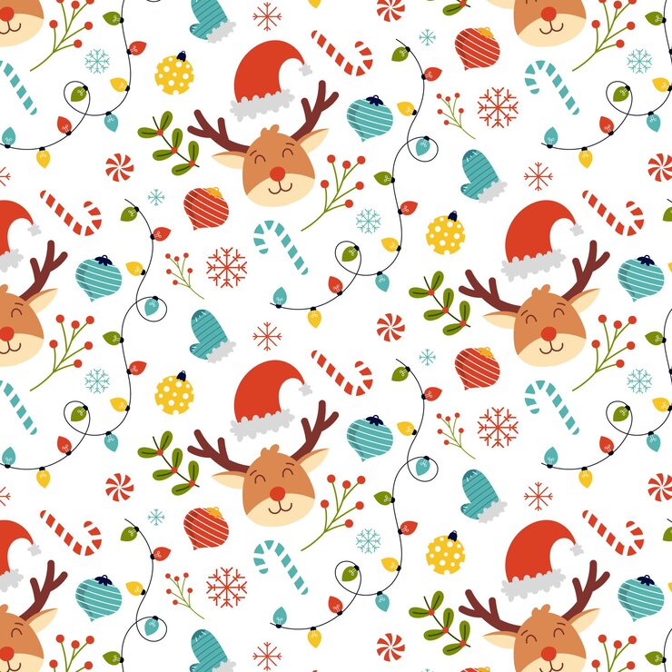 Vector gratuito diseño de patrón de navidad plano dibujado a mano