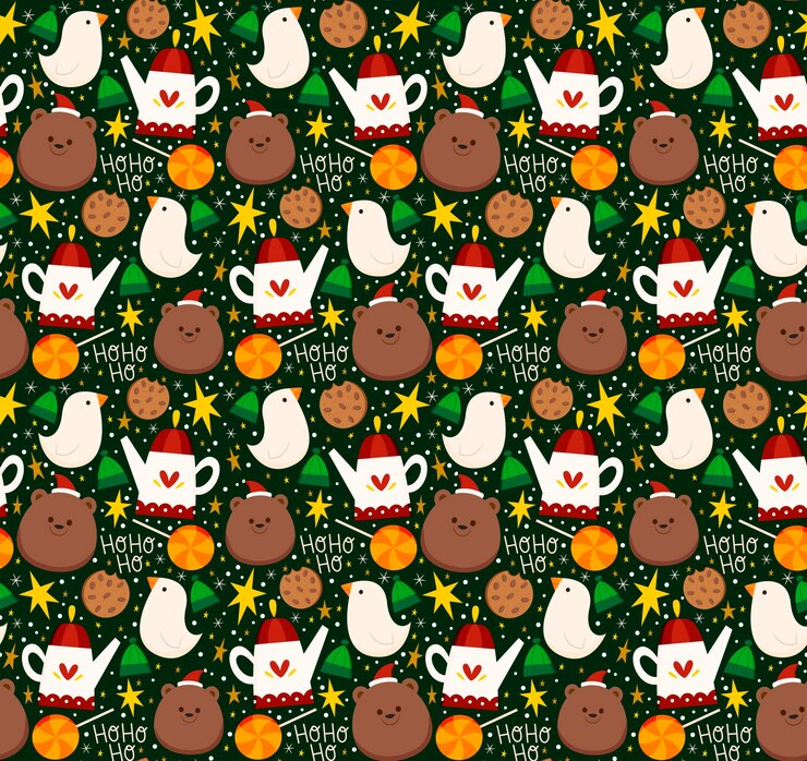 Vector gratuito diseño de patrón de navidad plano dibujado a mano