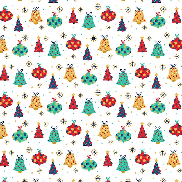 Diseño de patrón de navidad plano dibujado a mano