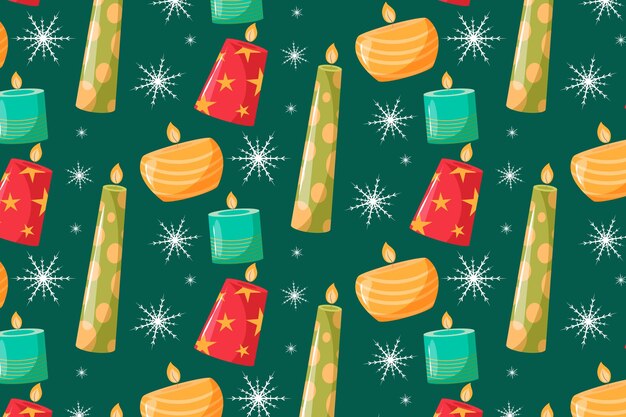 Diseño de patrón de navidad plano dibujado a mano