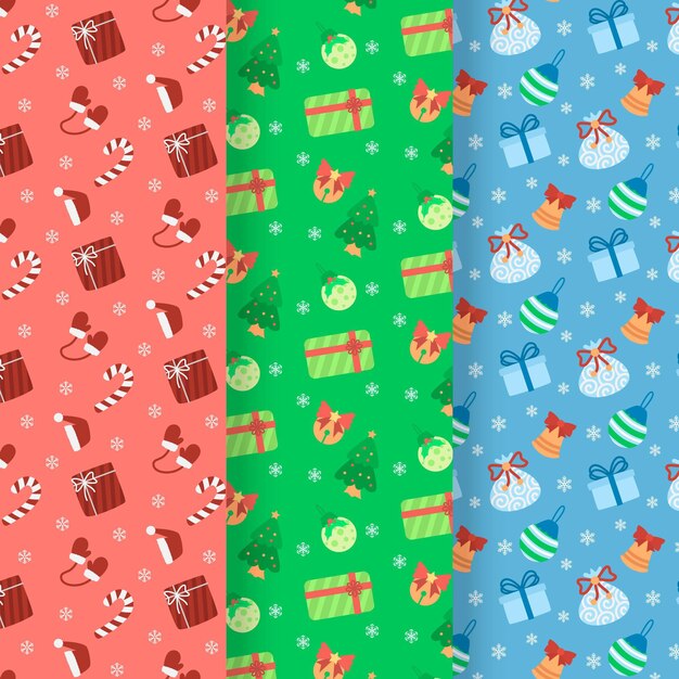 Diseño de patrón de Navidad plano dibujado a mano