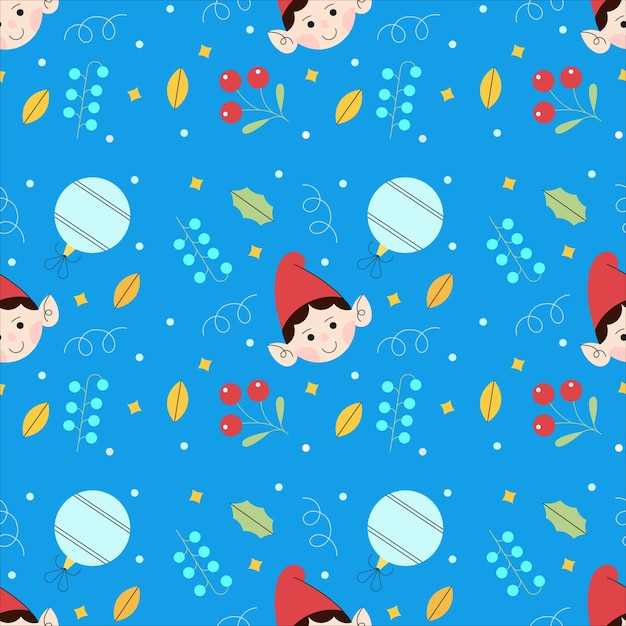 Diseño de patrón de navidad plano dibujado a mano