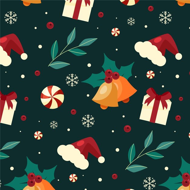 Diseño de patrón de Navidad plano