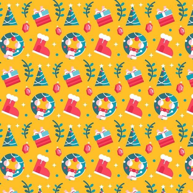 Diseño de patrón de Navidad plano