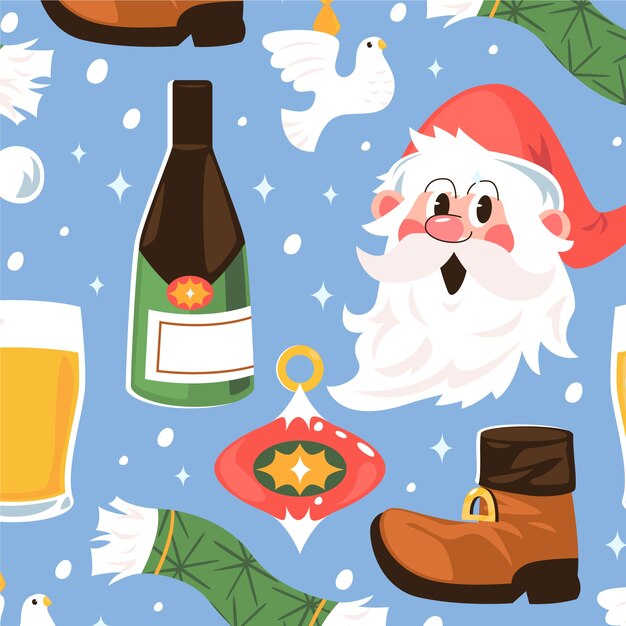 Diseño de patrón de Navidad plano