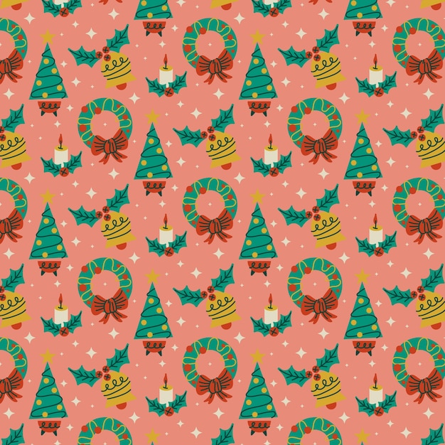 Diseño de patrón de Navidad plano