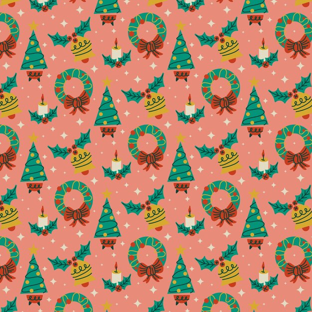 Diseño de patrón de Navidad plano