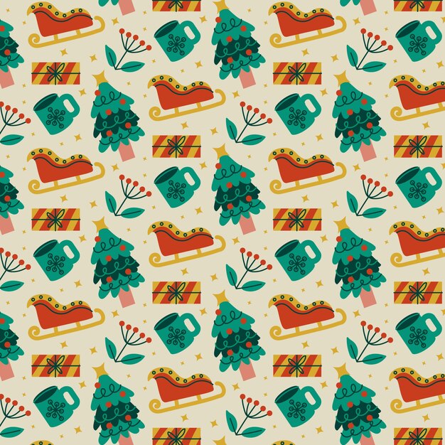 Diseño de patrón de Navidad plano