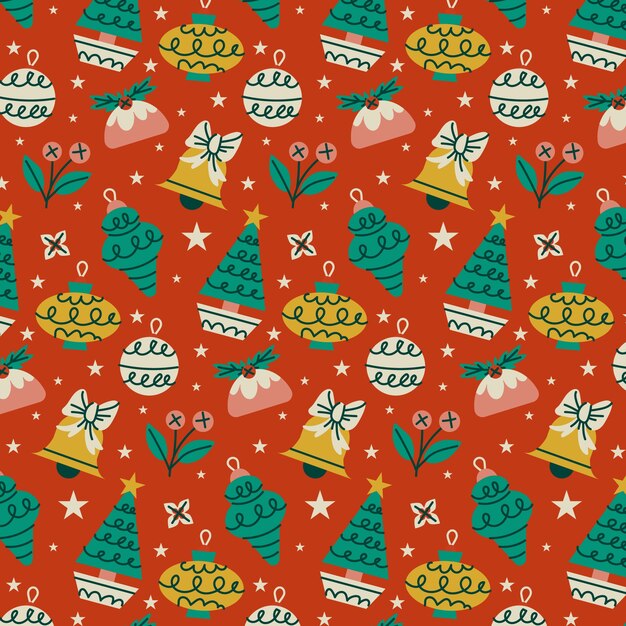 Diseño de patrón de Navidad plano